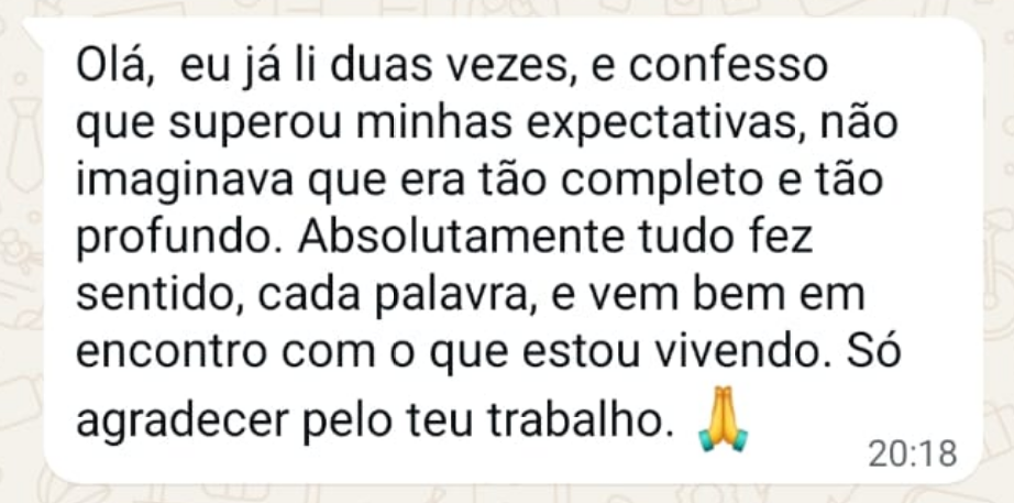 Mensagem de cliente que teve as expectativas superadas